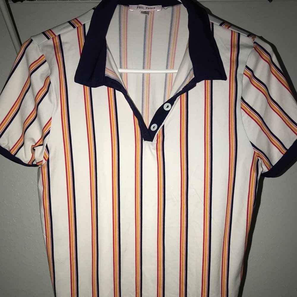 Pink Peony - Shein Stripped Button Up Blouse